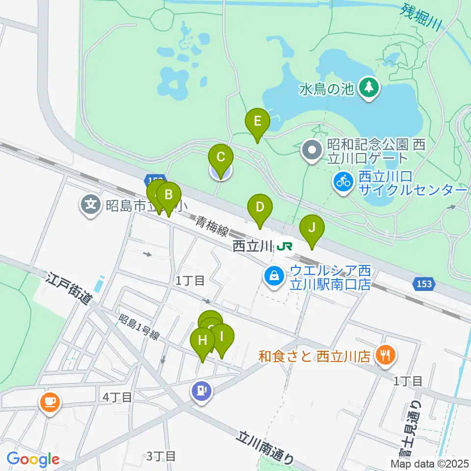西立川総合音楽センター周辺の駐車場・コインパーキング一覧地図