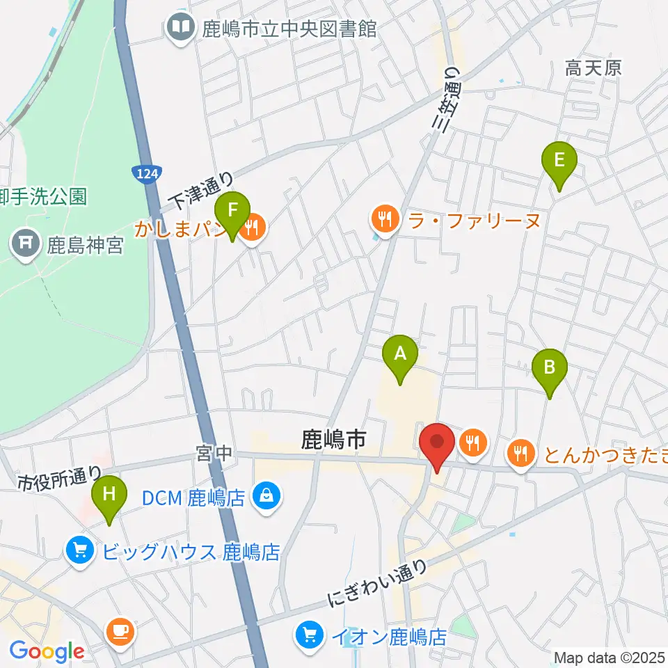 オワリヤ楽器 鹿島センター周辺の駐車場・コインパーキング一覧地図