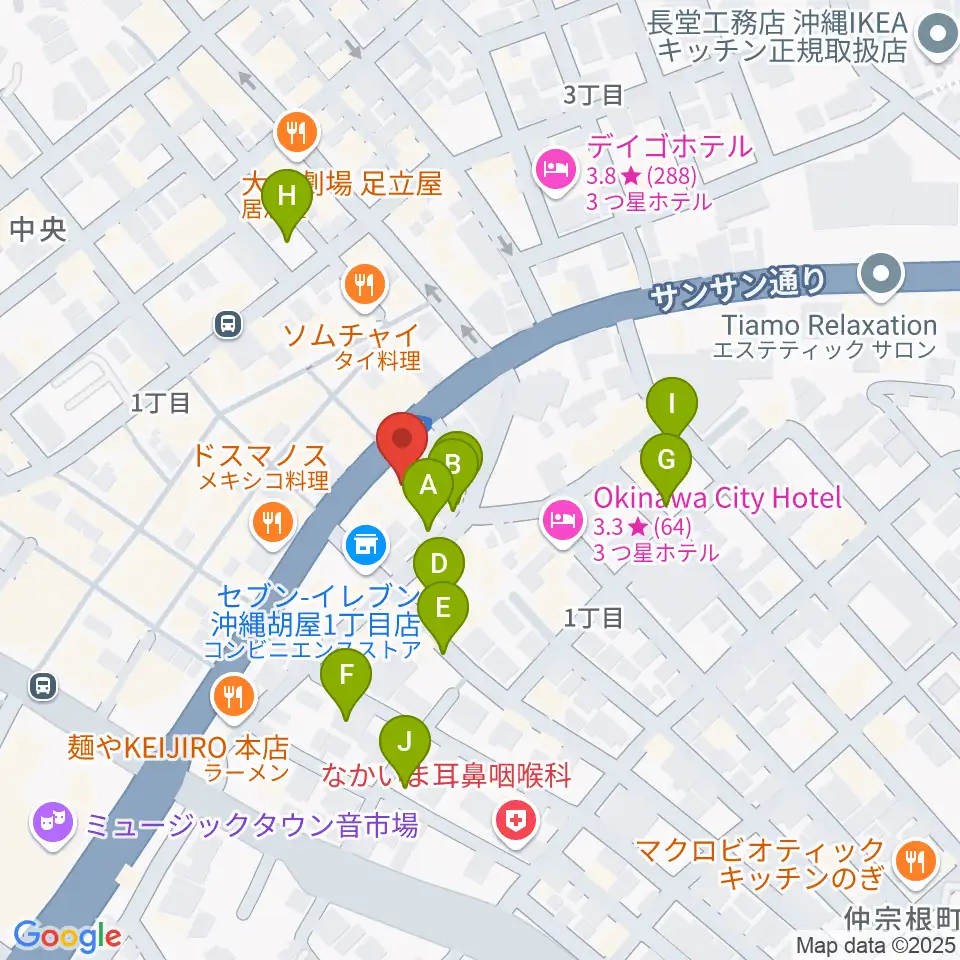 普久原楽器周辺の駐車場・コインパーキング一覧地図