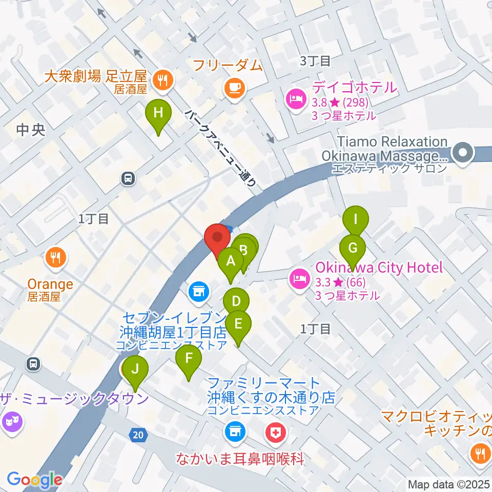 普久原楽器周辺の駐車場・コインパーキング一覧地図