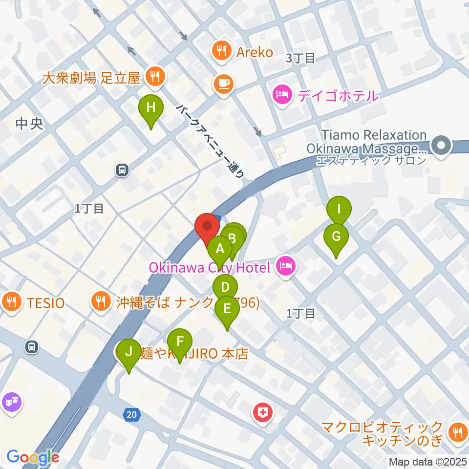 普久原楽器周辺の駐車場・コインパーキング一覧地図