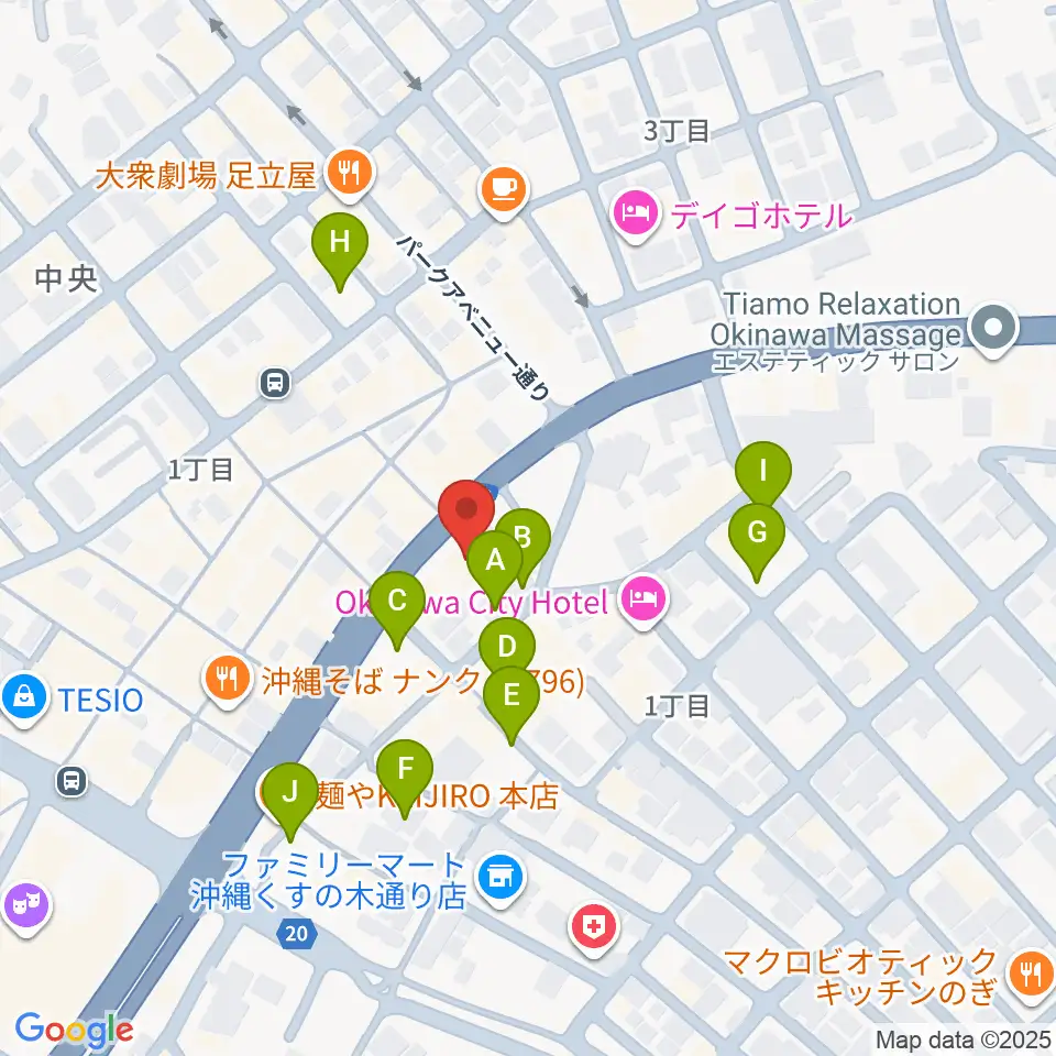 普久原楽器周辺の駐車場・コインパーキング一覧地図