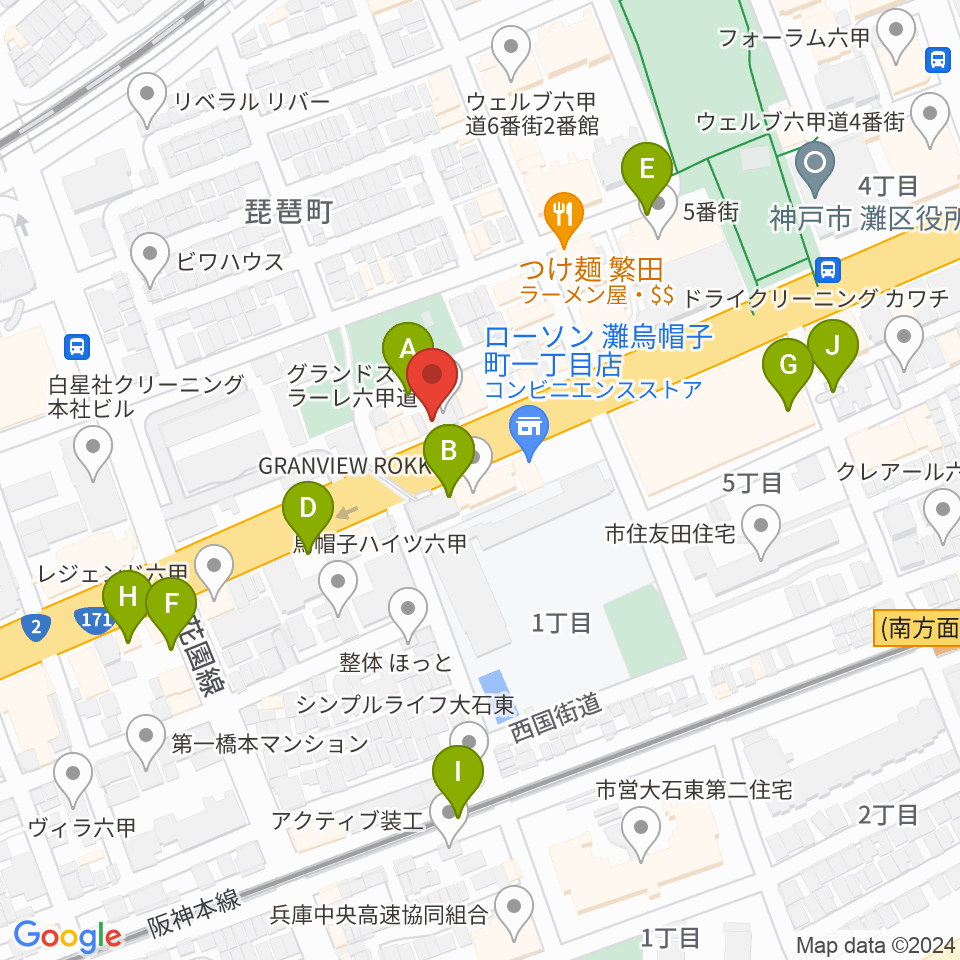 スタジオハイダウェイ六甲道店周辺の駐車場・コインパーキング一覧地図