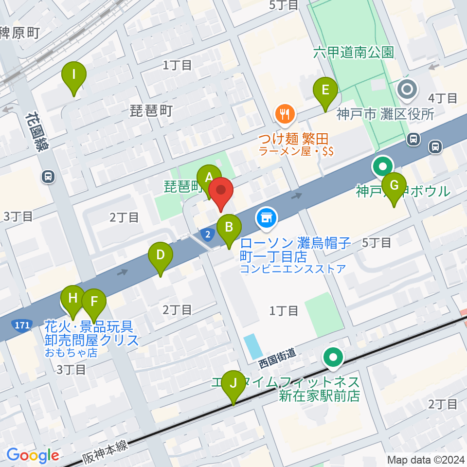 スタジオハイダウェイ六甲道店周辺の駐車場・コインパーキング一覧地図