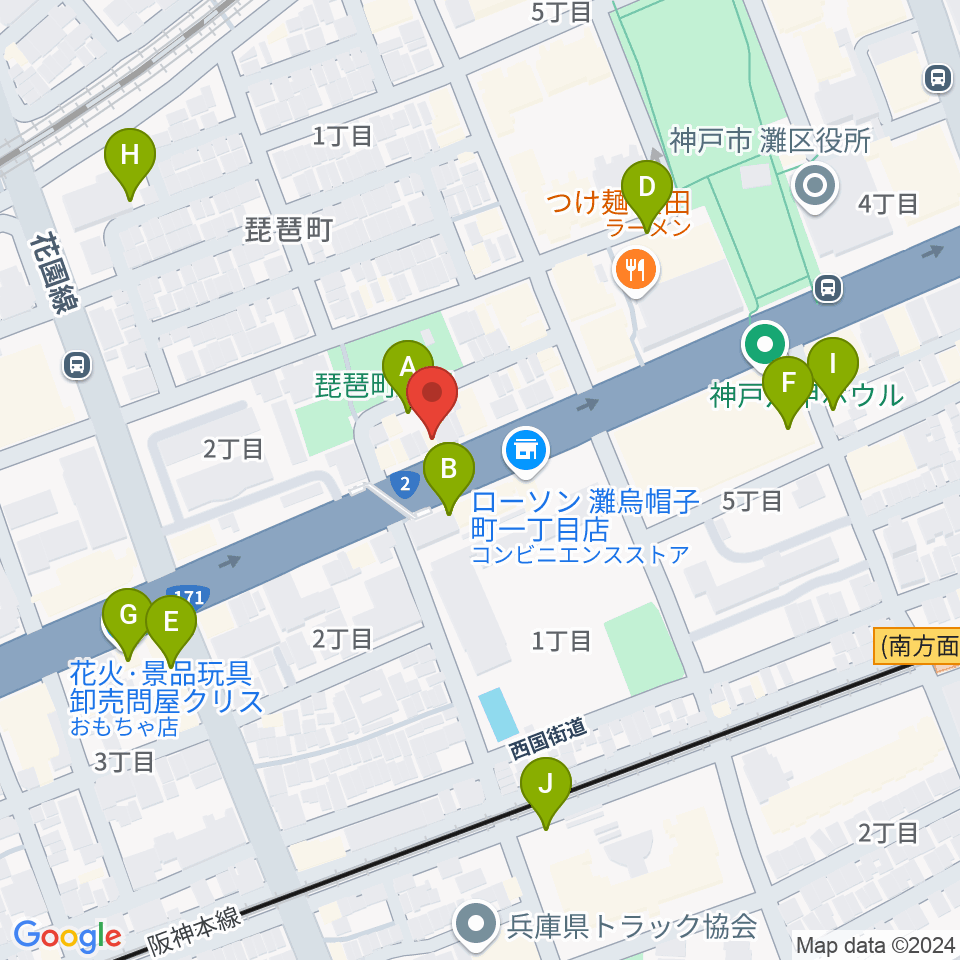 スタジオハイダウェイ六甲道店周辺の駐車場・コインパーキング一覧地図