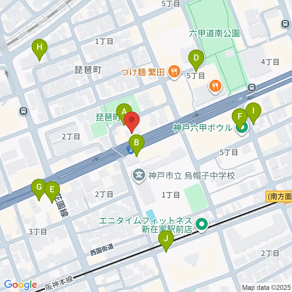 スタジオハイダウェイ六甲道店周辺の駐車場・コインパーキング一覧地図