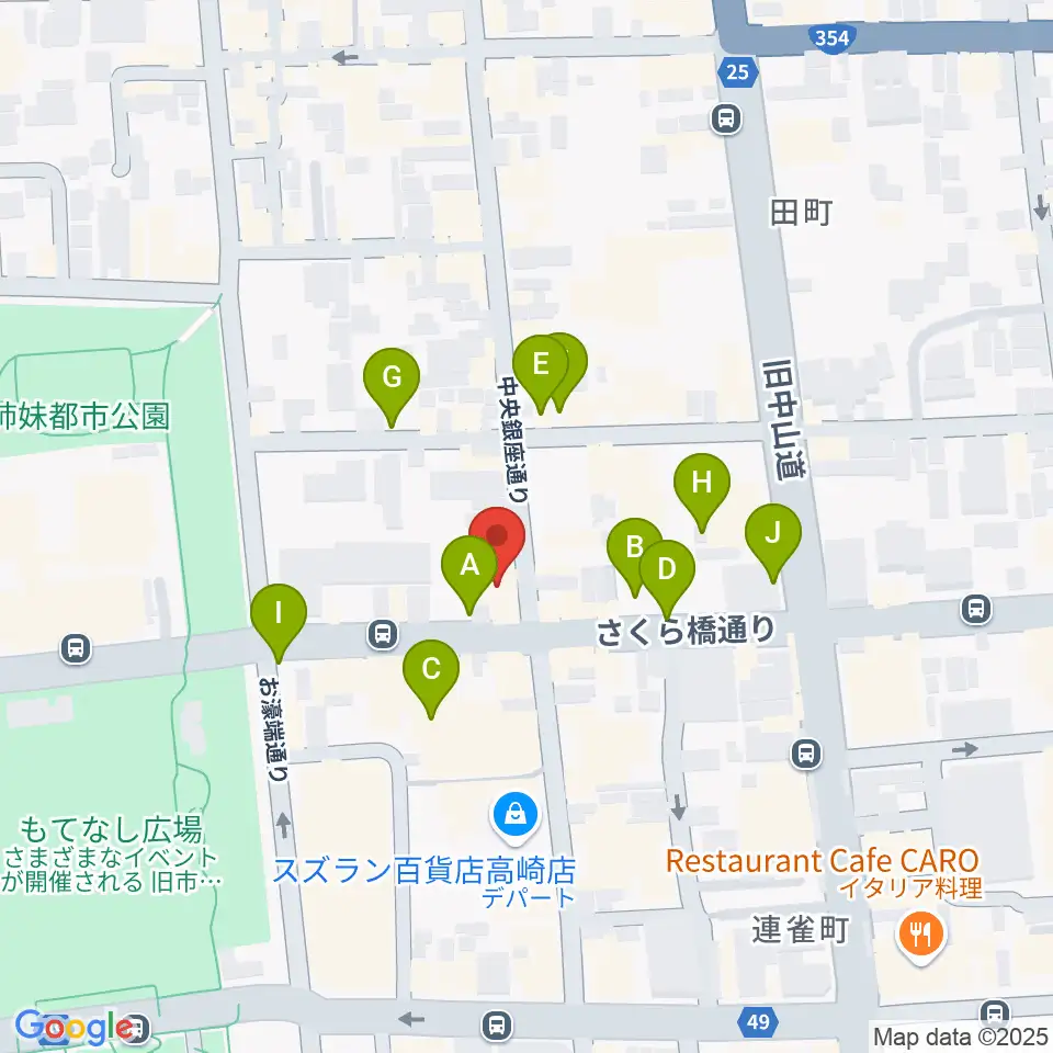 高崎ジャマーズ周辺の駐車場・コインパーキング一覧地図