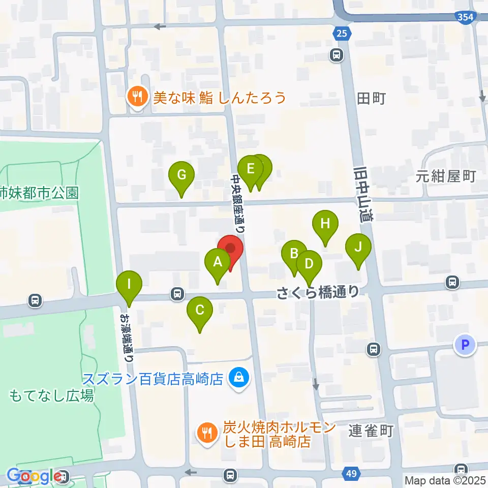 高崎ジャマーズ周辺の駐車場・コインパーキング一覧地図