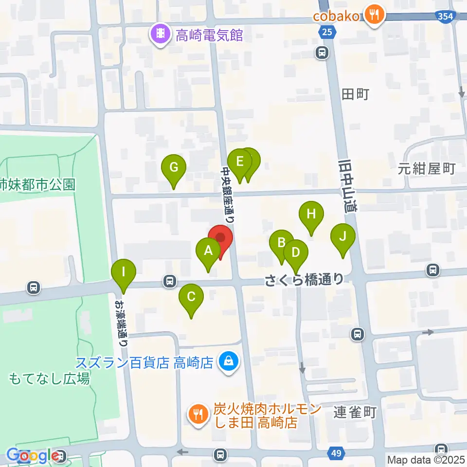 高崎ジャマーズ周辺の駐車場・コインパーキング一覧地図