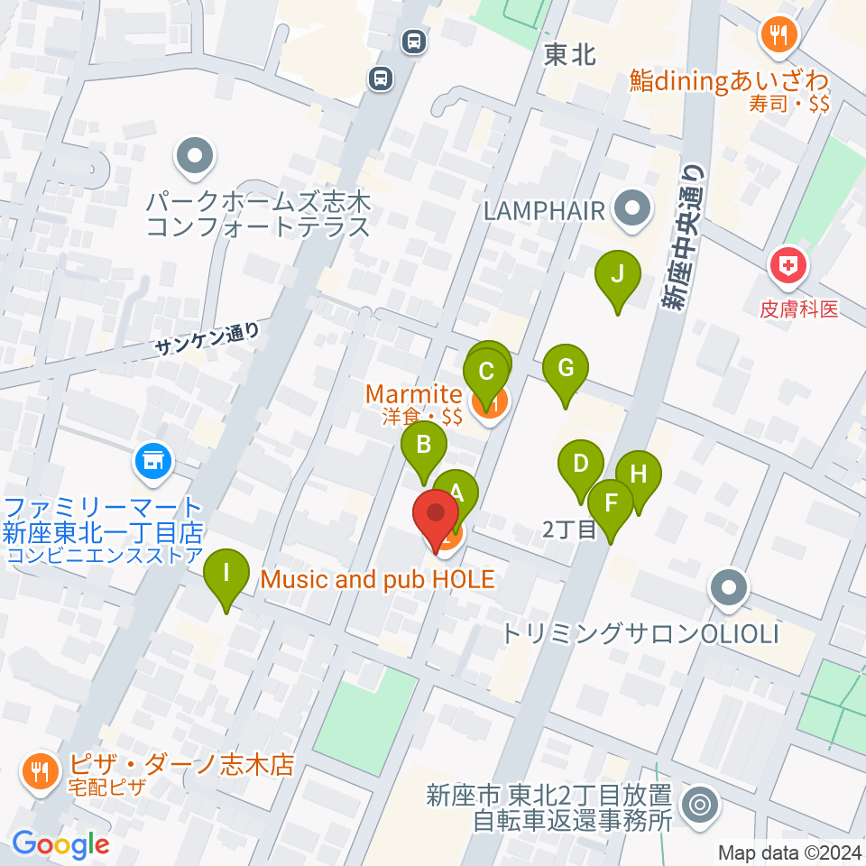 HOLE MUSIC AND PUB周辺の駐車場・コインパーキング一覧地図