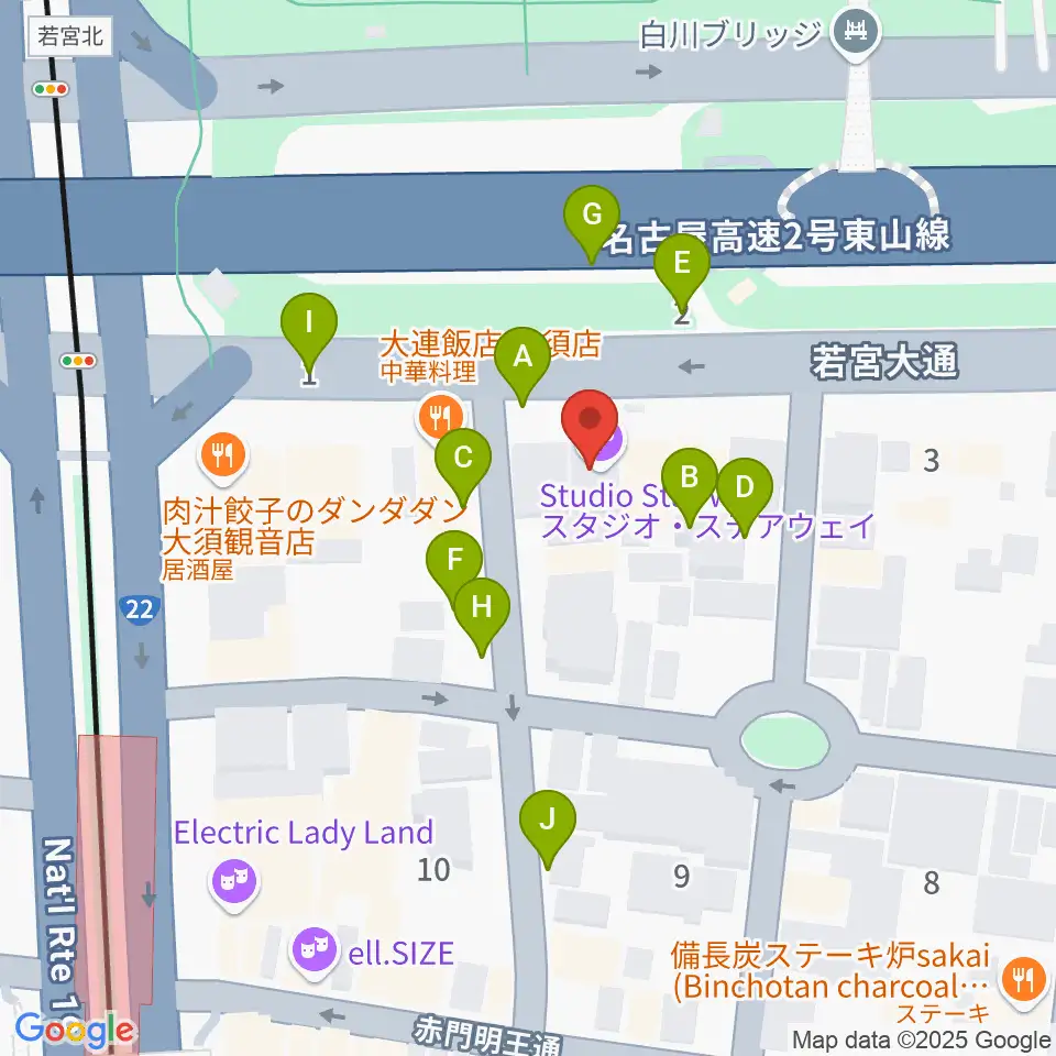 Studio STAIRWAY周辺の駐車場・コインパーキング一覧地図