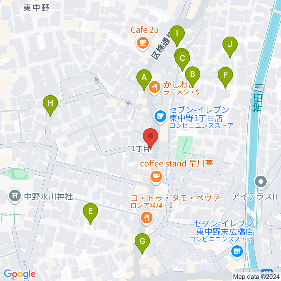 LD&K 東中野スタジオ周辺の駐車場・コインパーキング一覧地図