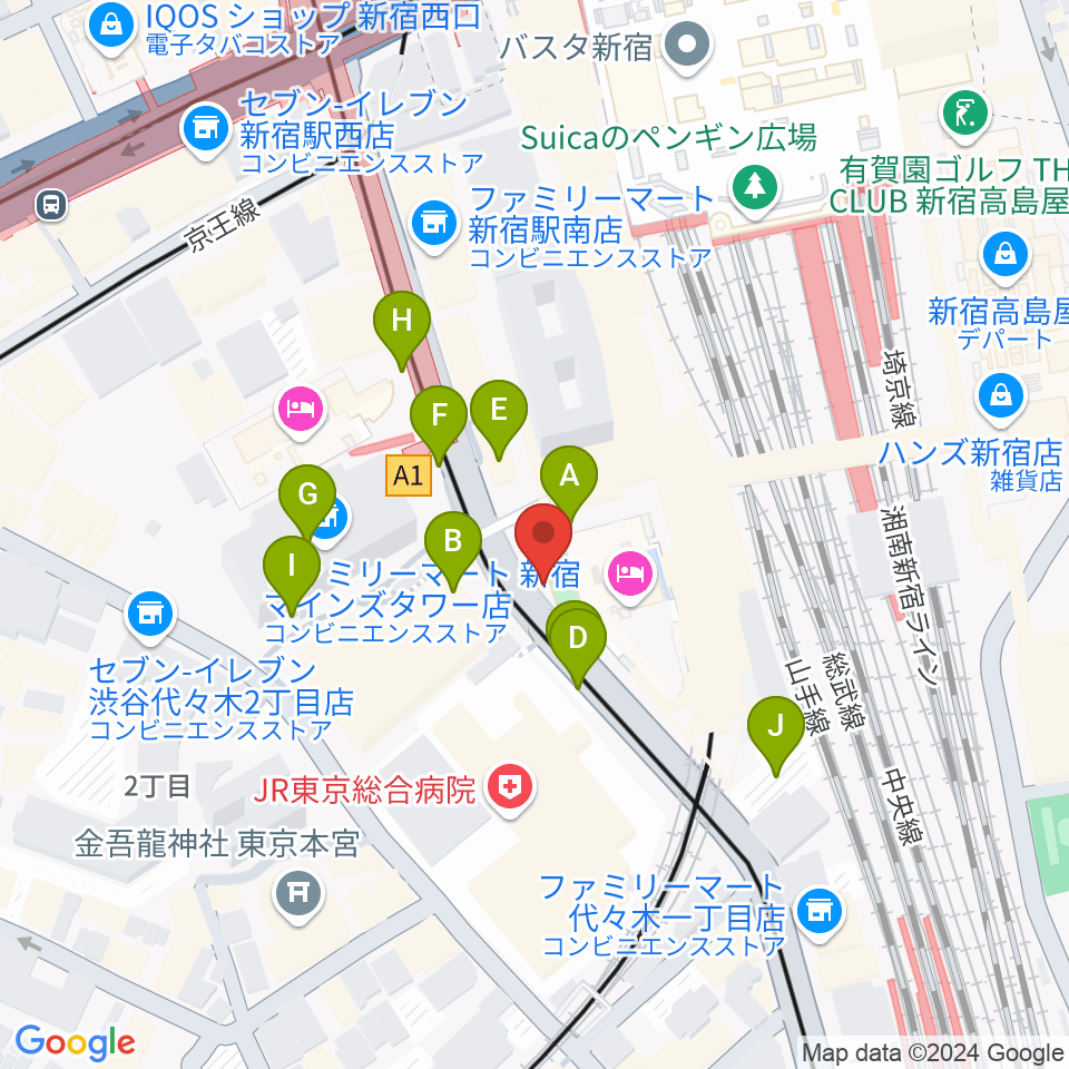 T.G.P.ドラムスクール新宿校周辺の駐車場・コインパーキング一覧地図