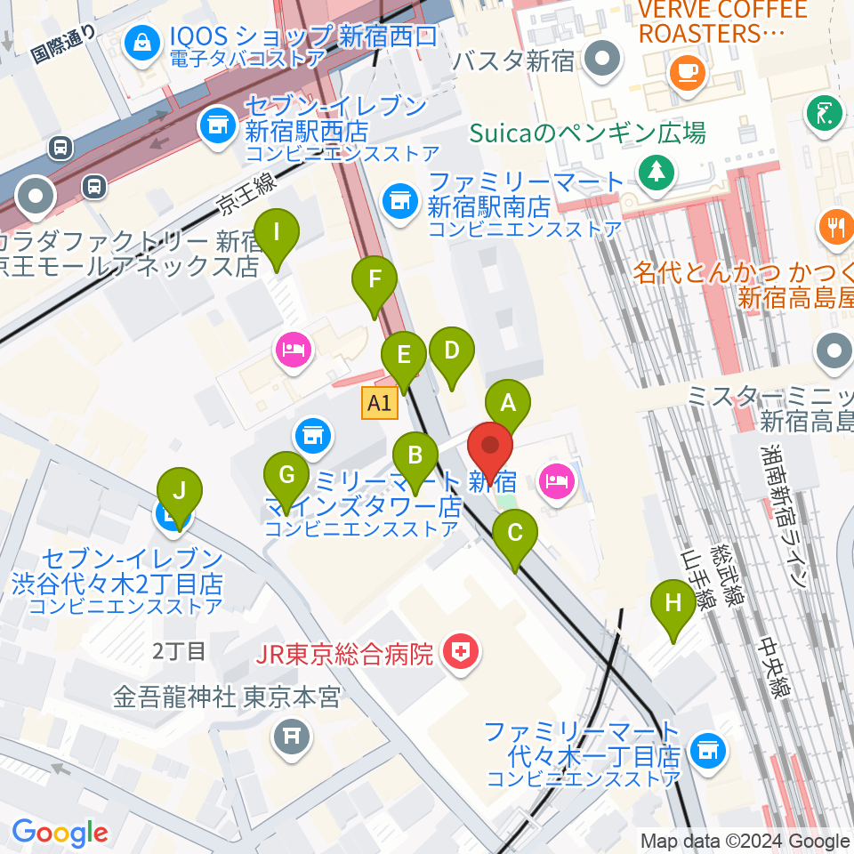 T.G.P.ドラムスクール新宿校周辺の駐車場・コインパーキング一覧地図