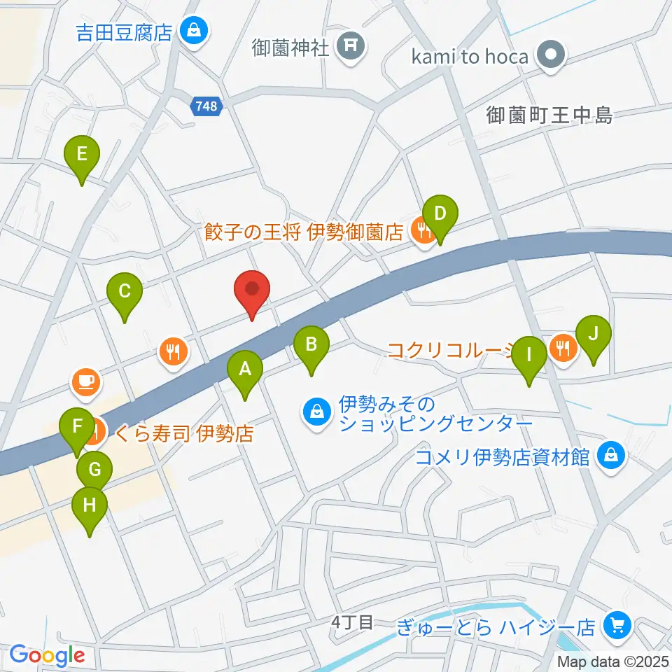村井楽器伊勢店周辺の駐車場・コインパーキング一覧地図