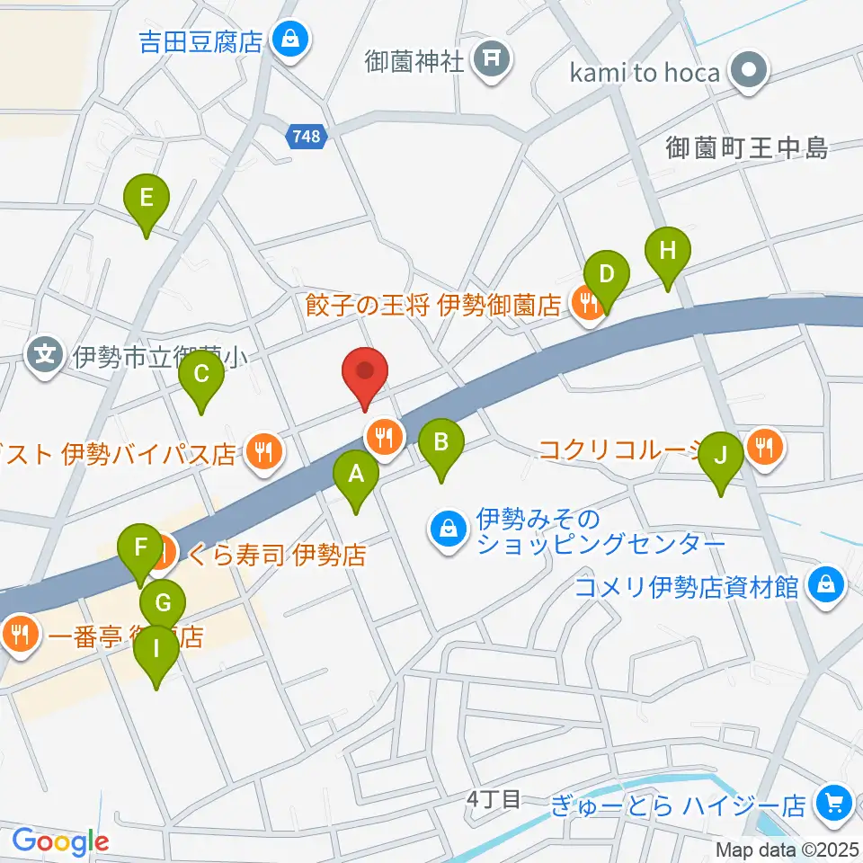 村井楽器伊勢店周辺の駐車場・コインパーキング一覧地図
