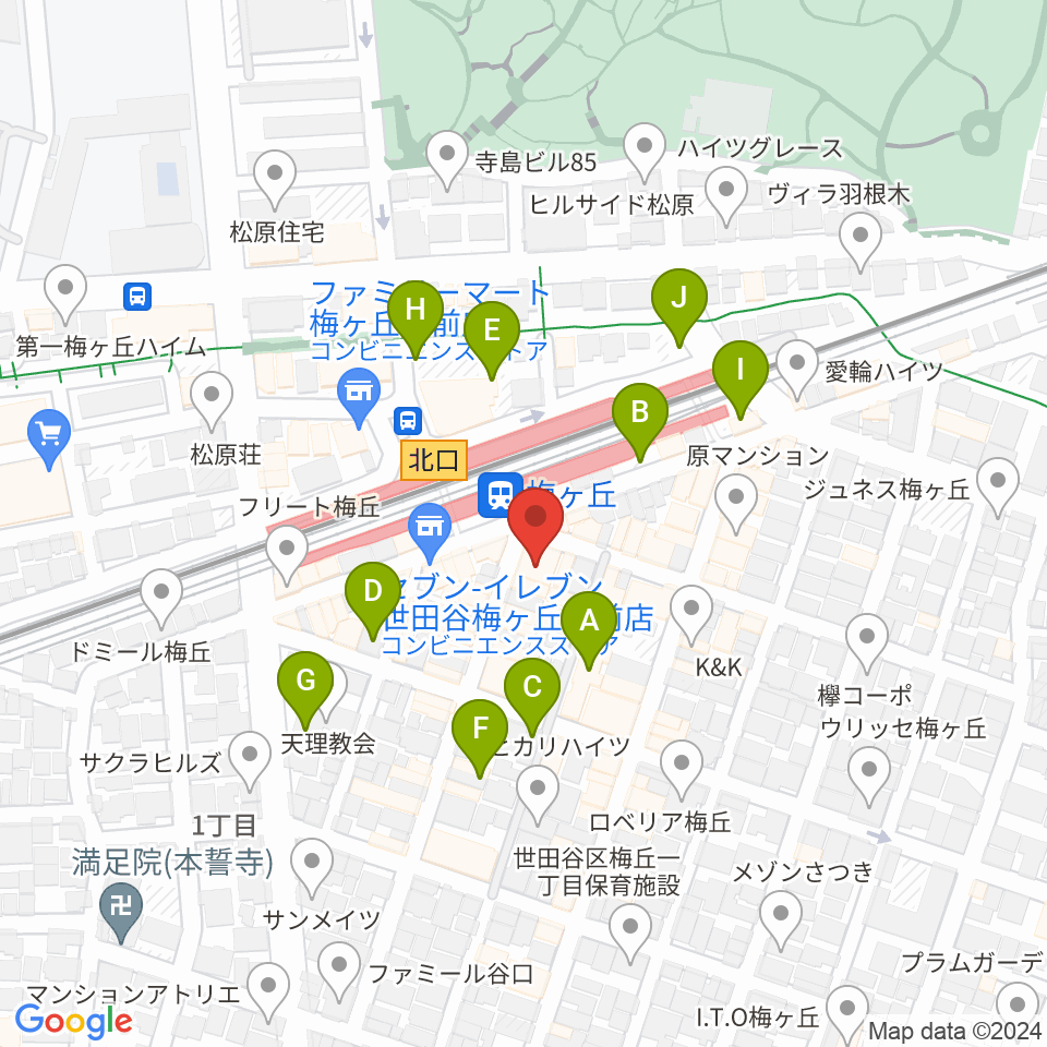 Rinky Dink Studio梅ヶ丘周辺の駐車場・コインパーキング一覧地図
