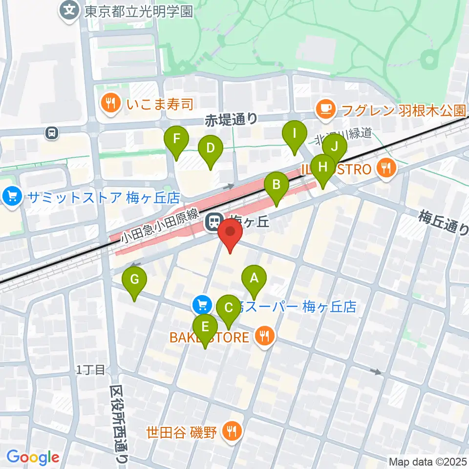 Rinky Dink Studio梅ヶ丘周辺の駐車場・コインパーキング一覧地図