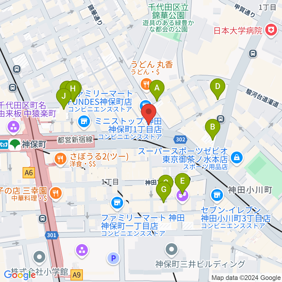 Rinky Dink Studio お茶の水 神保町店周辺の駐車場・コインパーキング一覧地図