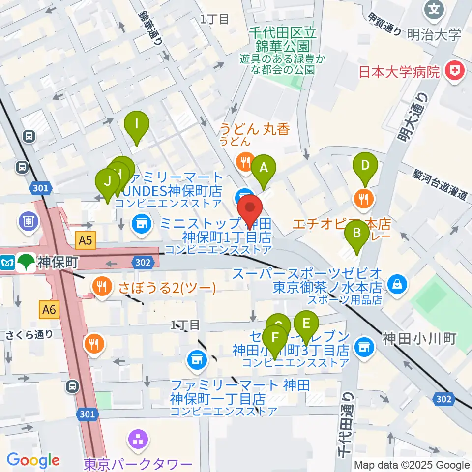Rinky Dink Studio お茶の水 神保町店周辺の駐車場・コインパーキング一覧地図