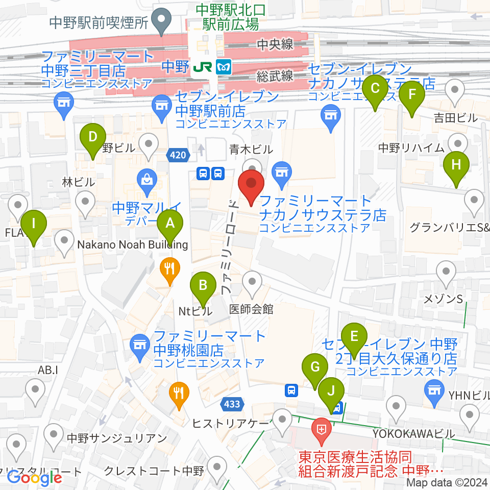 リンキィディンクスタジオ中野周辺の駐車場・コインパーキング一覧地図