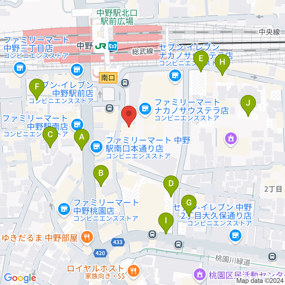 リンキィディンクスタジオ中野周辺の駐車場・コインパーキング一覧地図