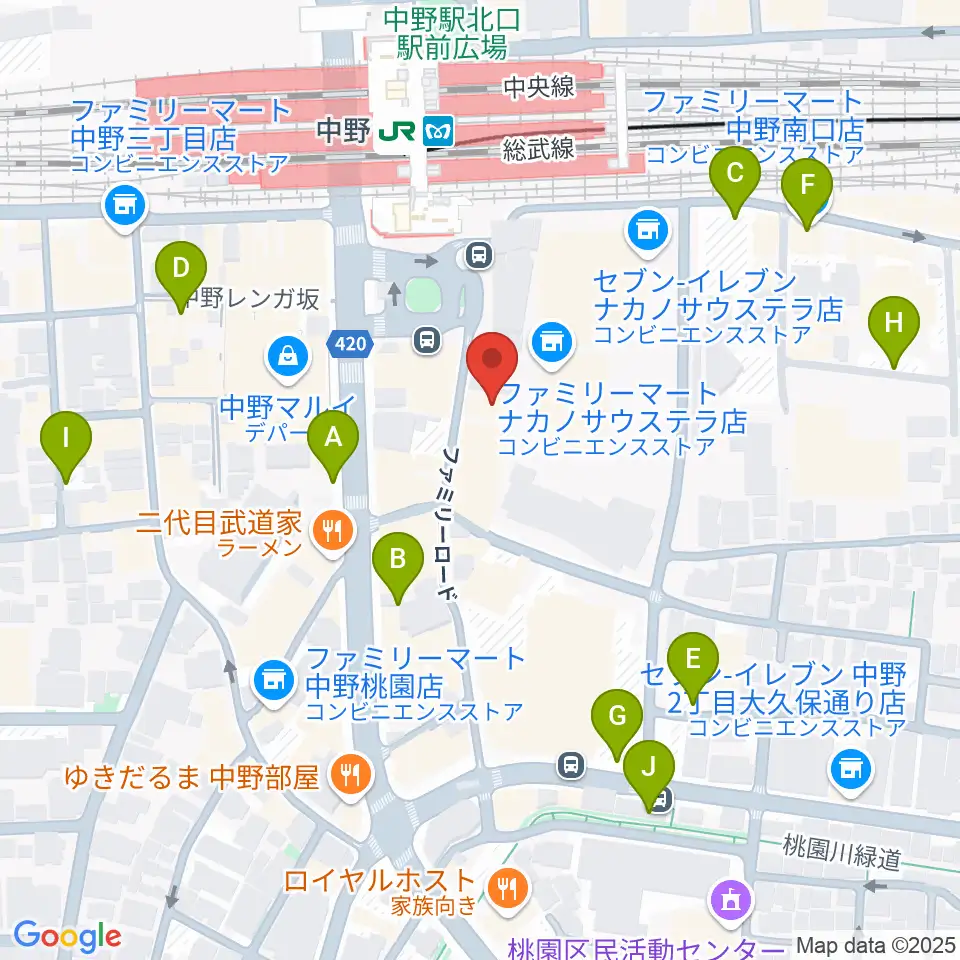 リンキィディンクスタジオ中野周辺の駐車場・コインパーキング一覧地図