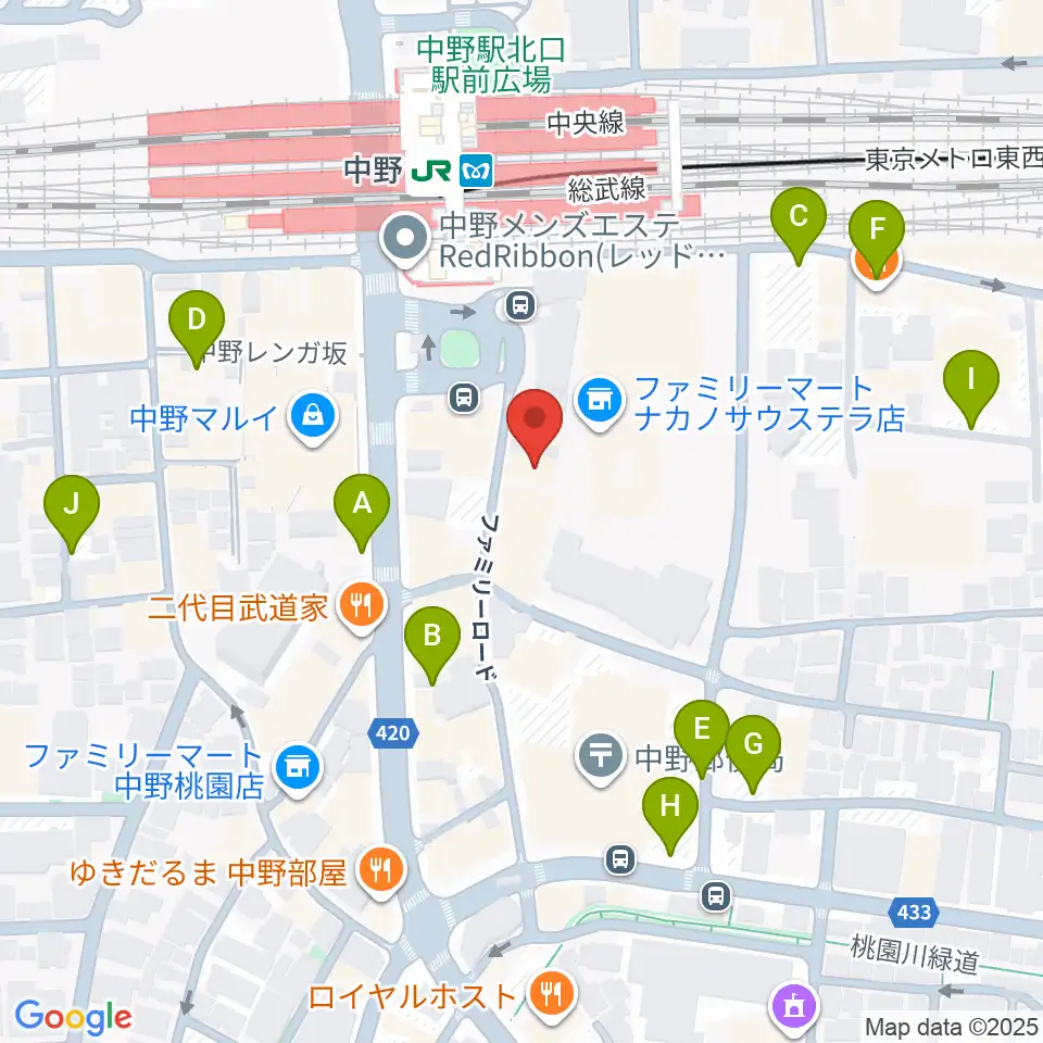 リンキィディンクスタジオ中野周辺の駐車場・コインパーキング一覧地図