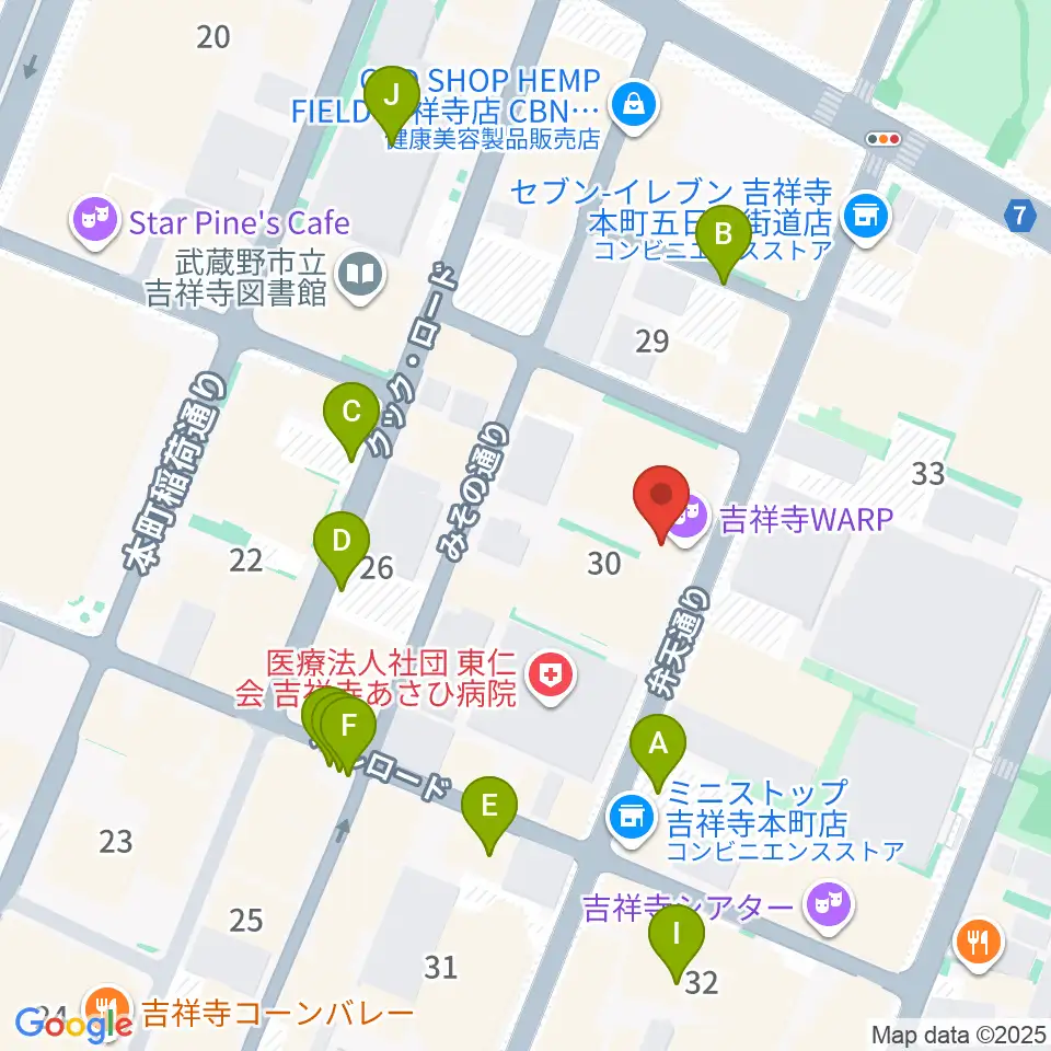 Rinky Dink Studio 吉祥寺WARP周辺の駐車場・コインパーキング一覧地図