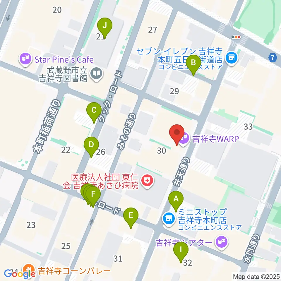 Rinky Dink Studio 吉祥寺WARP周辺の駐車場・コインパーキング一覧地図