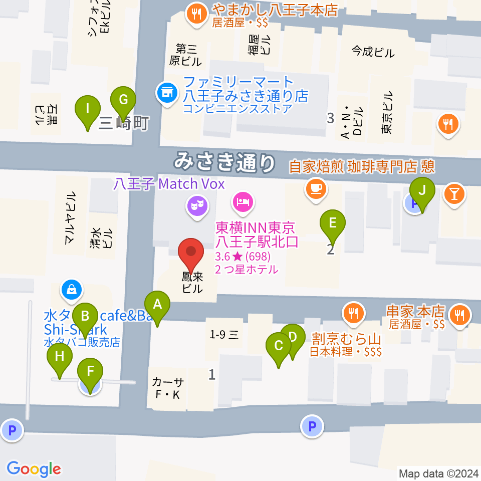 Rinky Dink Studio 八王子2nd周辺の駐車場・コインパーキング一覧地図