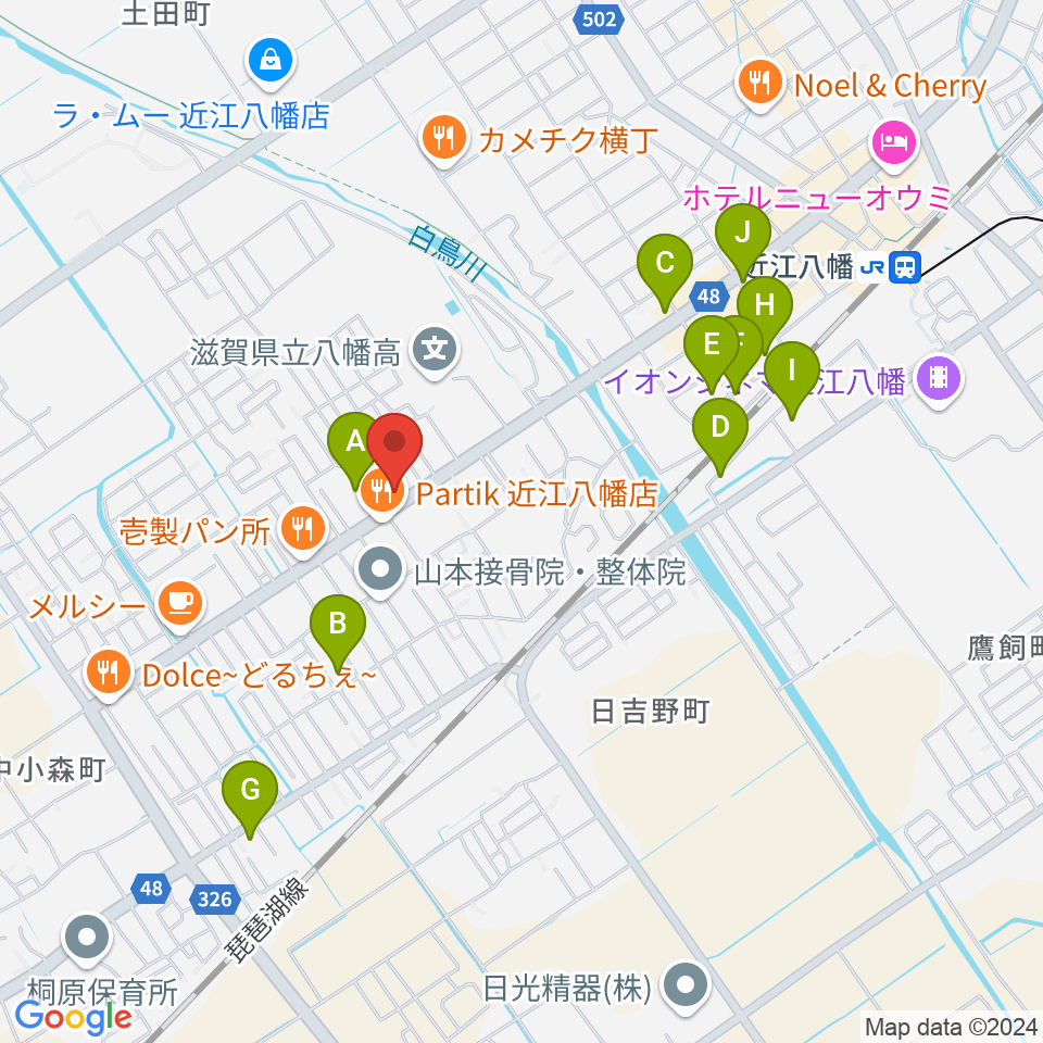 塚本楽器 近江八幡店周辺の駐車場・コインパーキング一覧地図