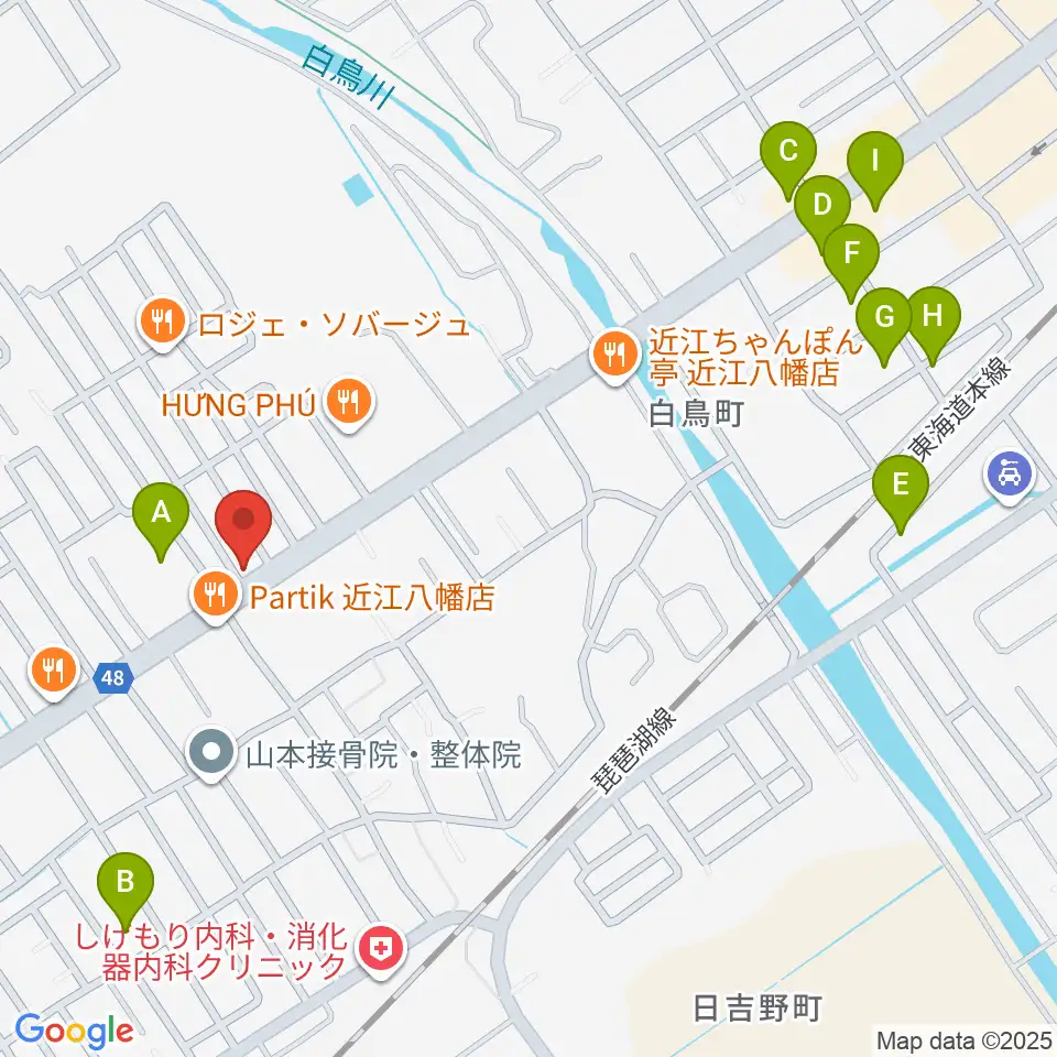 塚本楽器 近江八幡店周辺の駐車場・コインパーキング一覧地図