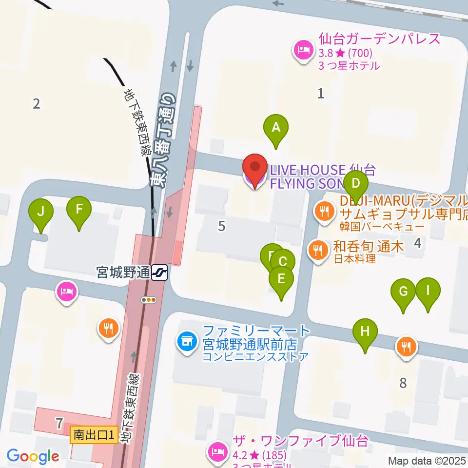 仙台フライングサン周辺の駐車場・コインパーキング一覧地図