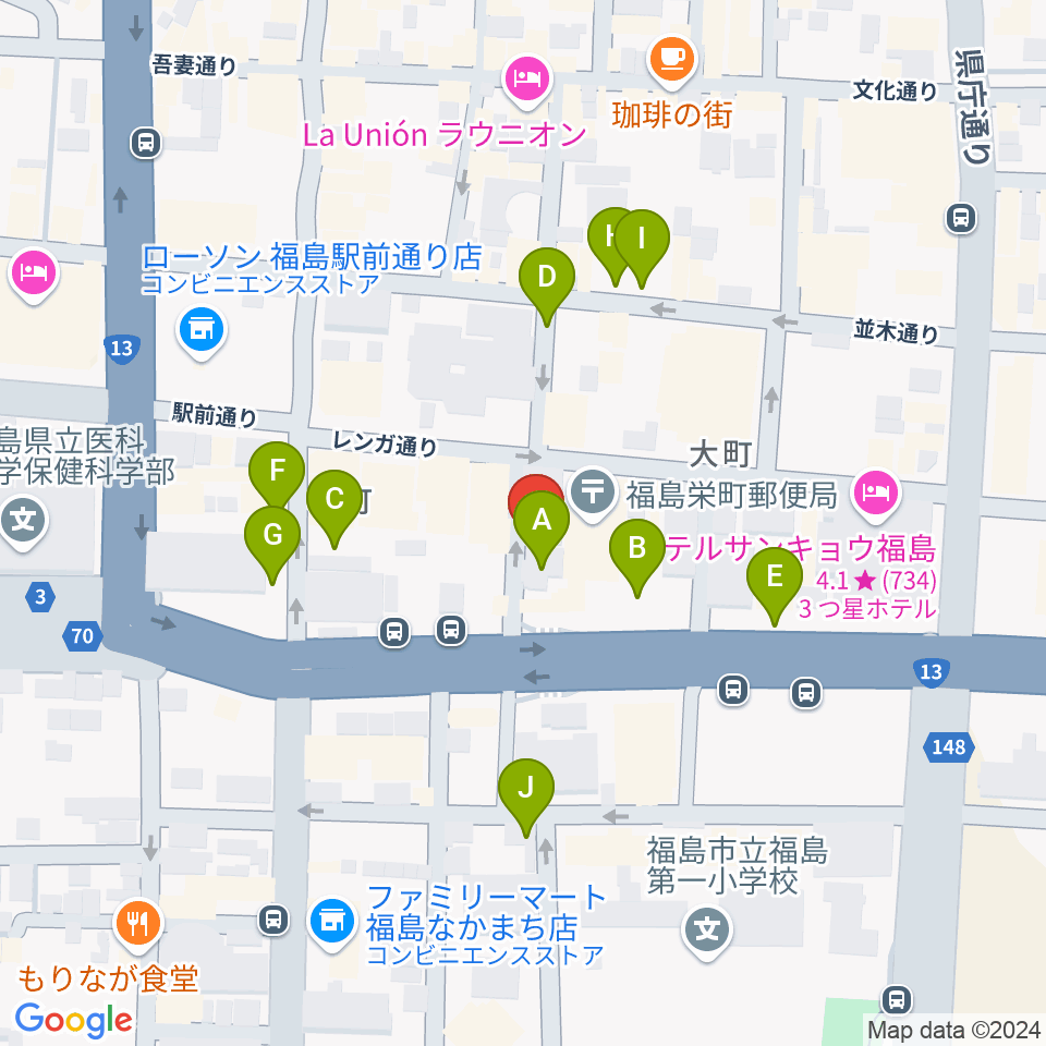 福島C-moon周辺の駐車場・コインパーキング一覧地図