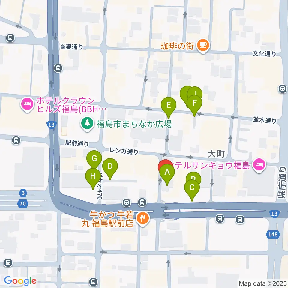 福島C-moon周辺の駐車場・コインパーキング一覧地図