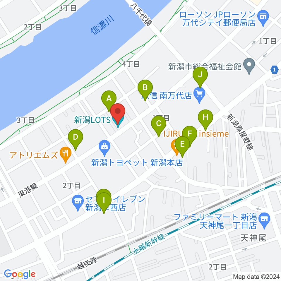 新潟LOTS周辺の駐車場・コインパーキング一覧地図