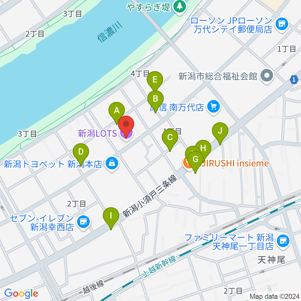 新潟LOTS周辺の駐車場・コインパーキング一覧地図