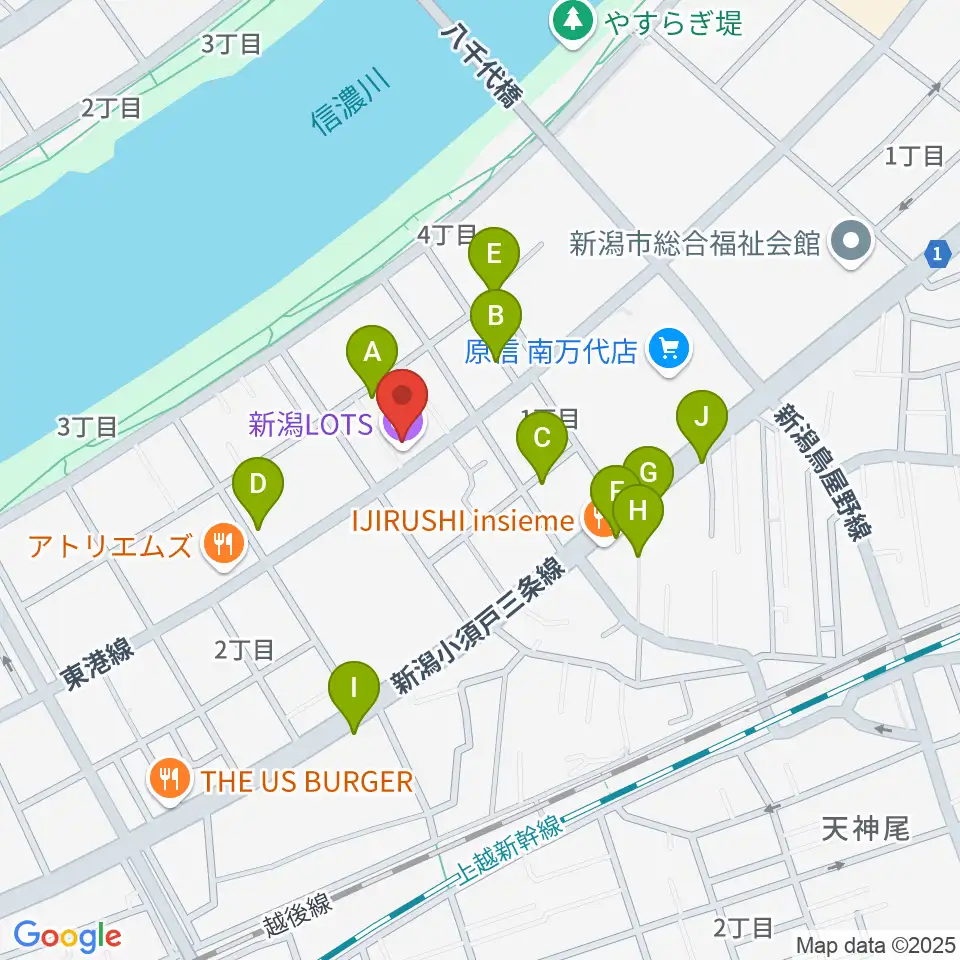 新潟LOTS周辺の駐車場・コインパーキング一覧地図