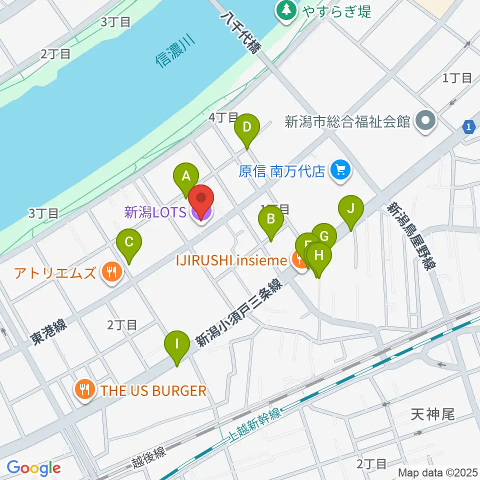 新潟LOTS周辺の駐車場・コインパーキング一覧地図
