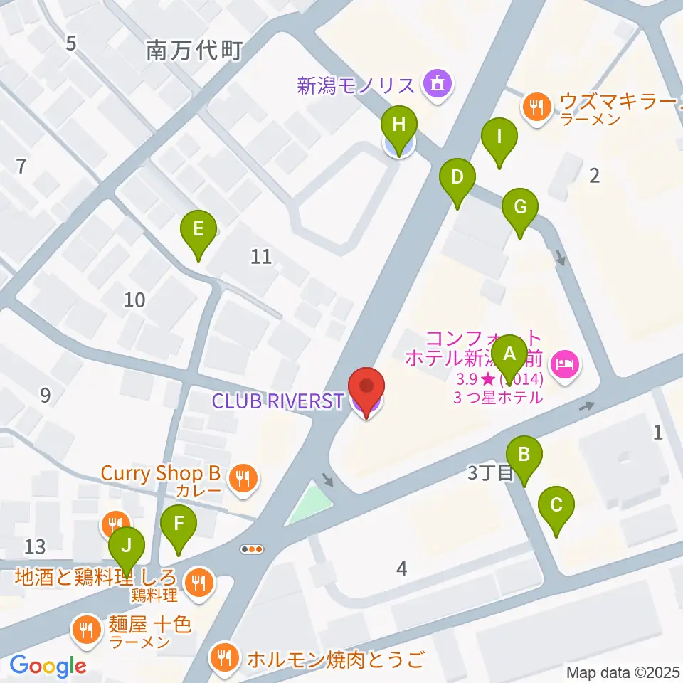 新潟CLUB RIVERST周辺の駐車場・コインパーキング一覧地図