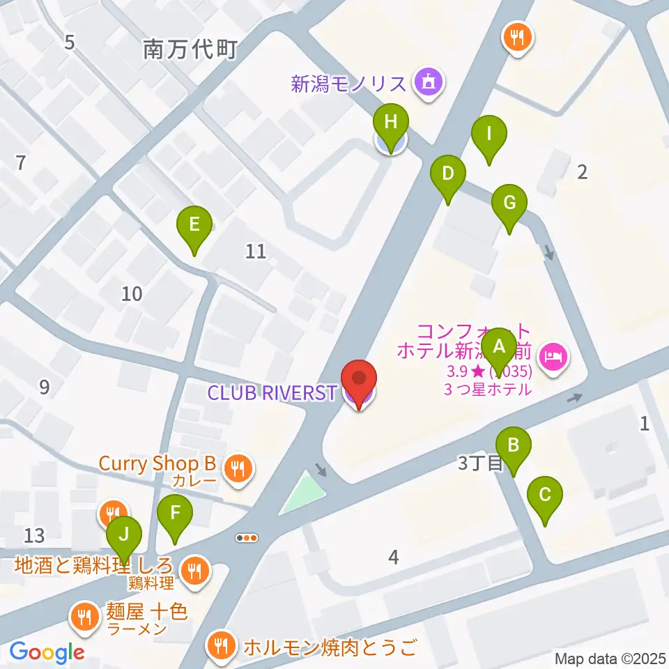 新潟CLUB RIVERST周辺の駐車場・コインパーキング一覧地図