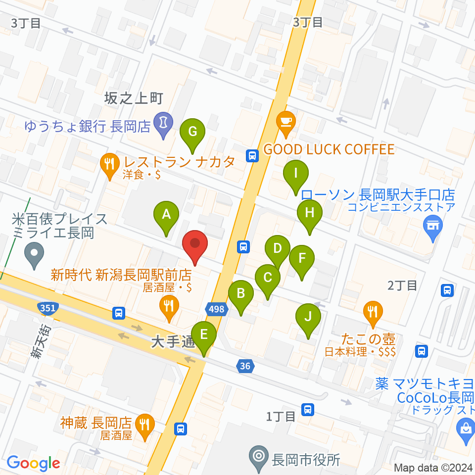 長岡Jazz Cafe 音食周辺の駐車場・コインパーキング一覧地図