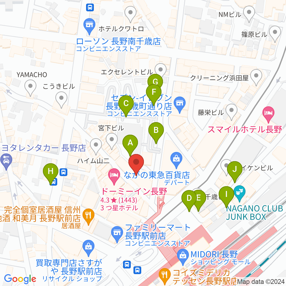 長野ライブハウスJ周辺の駐車場・コインパーキング一覧地図