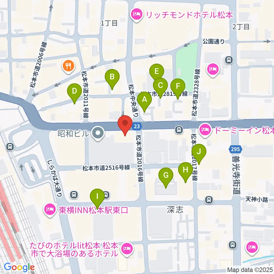 松本ALECX周辺の駐車場・コインパーキング一覧地図