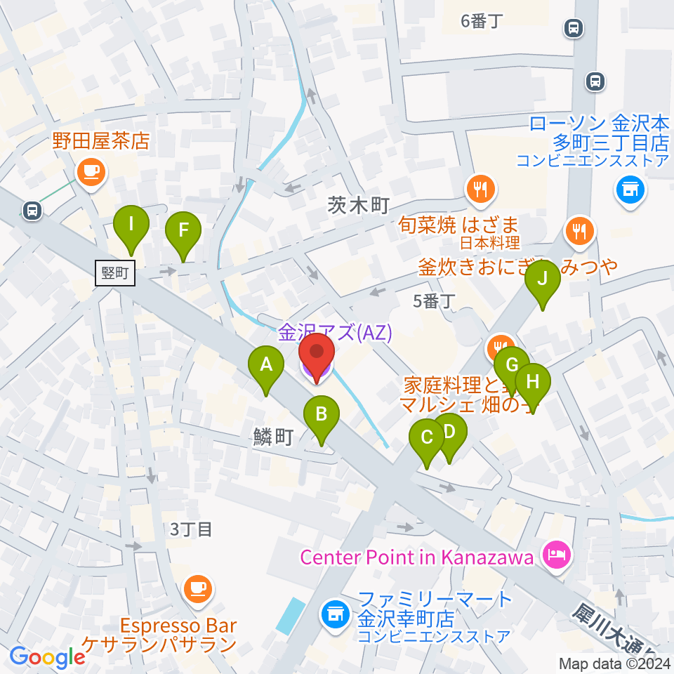 金沢AZ周辺の駐車場・コインパーキング一覧地図