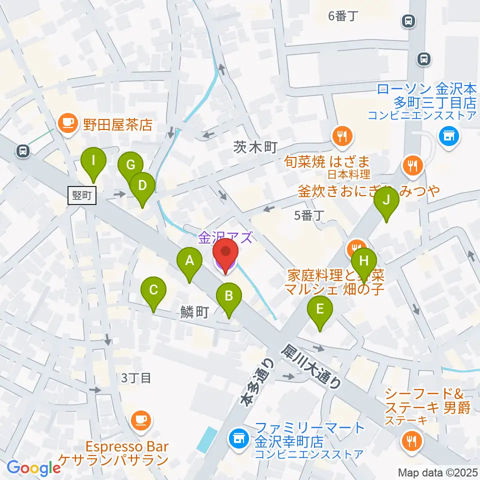 金沢AZ周辺の駐車場・コインパーキング一覧地図