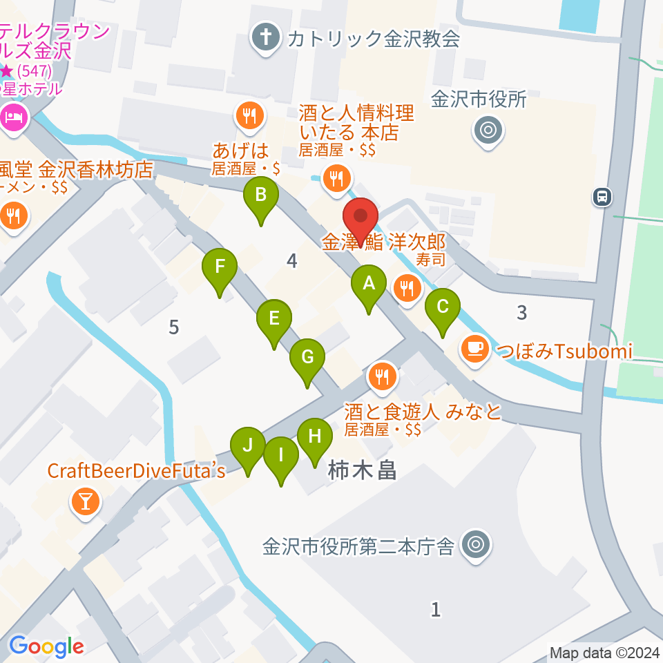 金沢もっきりや周辺の駐車場・コインパーキング一覧地図