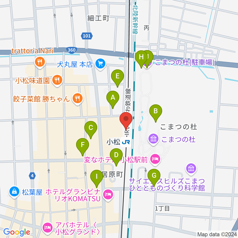 小松市民交流プラザ The MAT'S周辺の駐車場・コインパーキング一覧地図