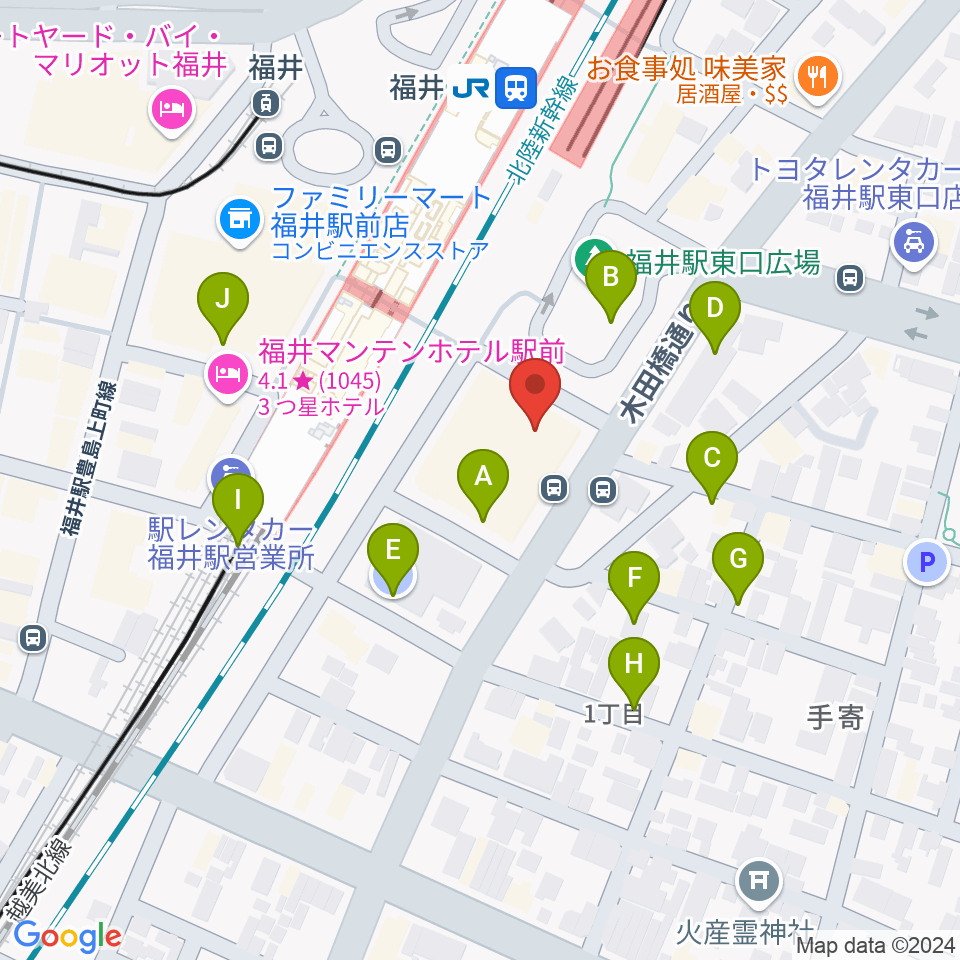 福井県県民ホール周辺の駐車場・コインパーキング一覧地図